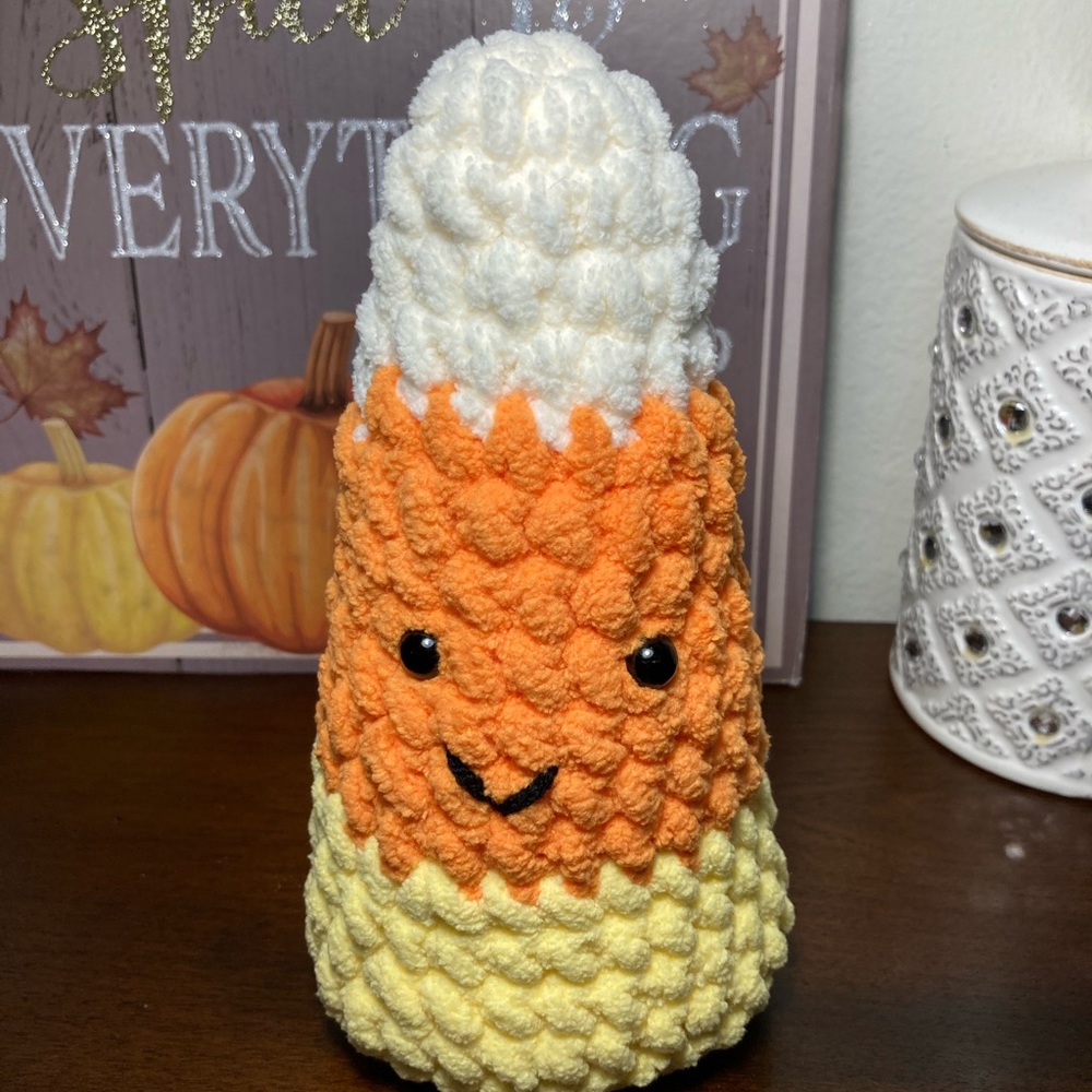 Candy corn crochet plushie